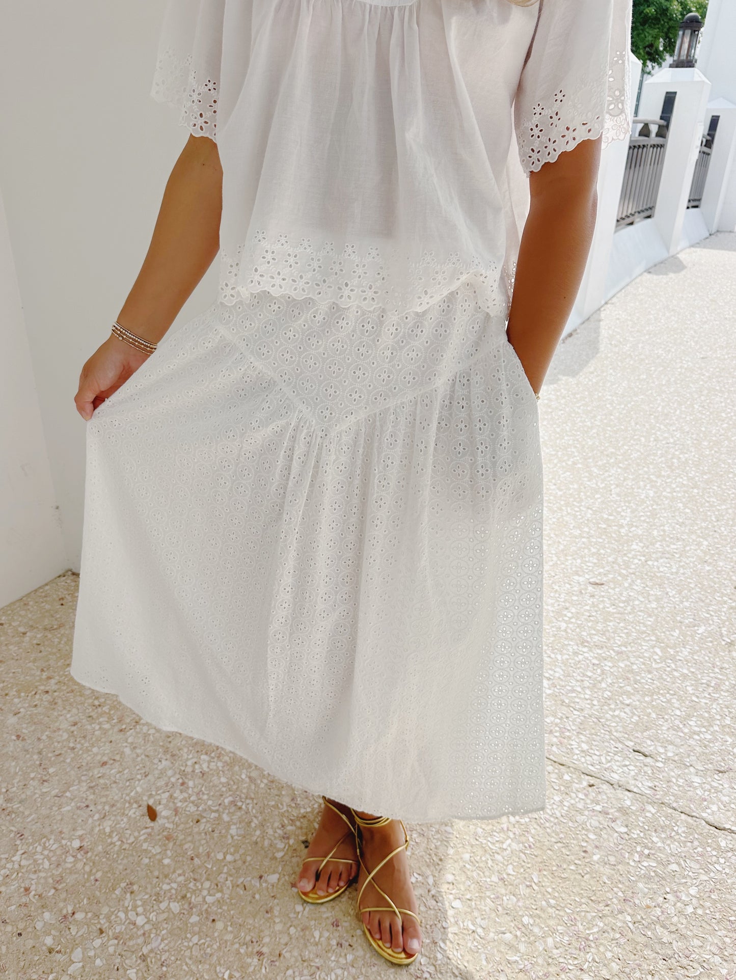 Eyelet White Maxi Skirt