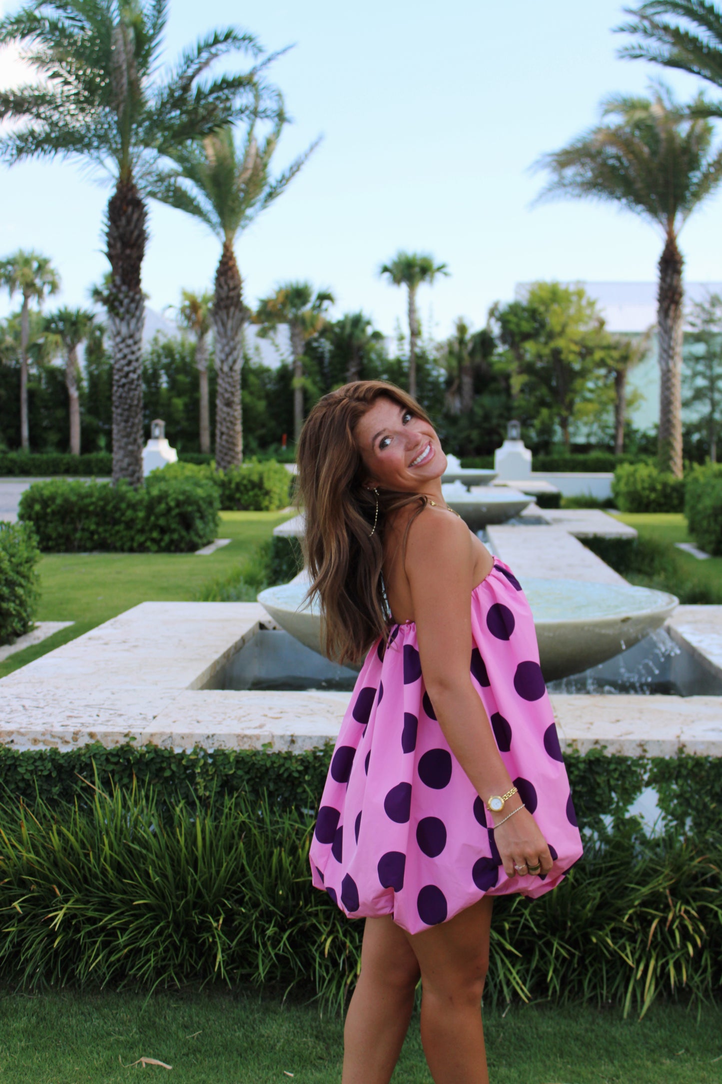 The Spotted Bubble Dress- in Pink and Plum