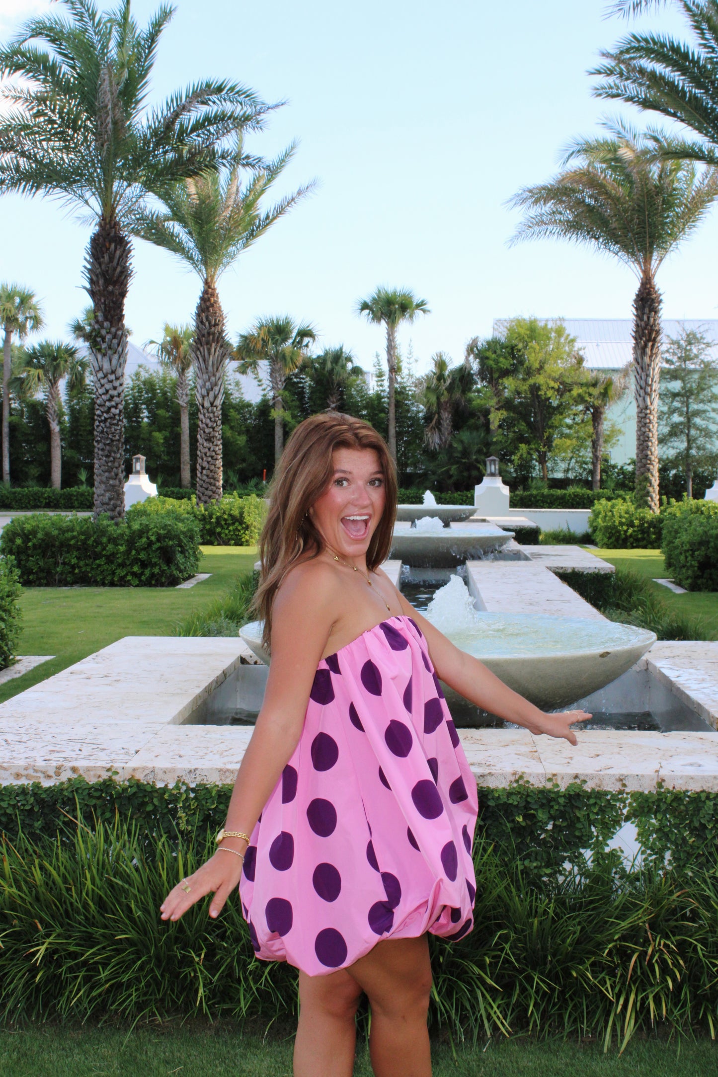 The Spotted Bubble Dress- in Pink and Plum