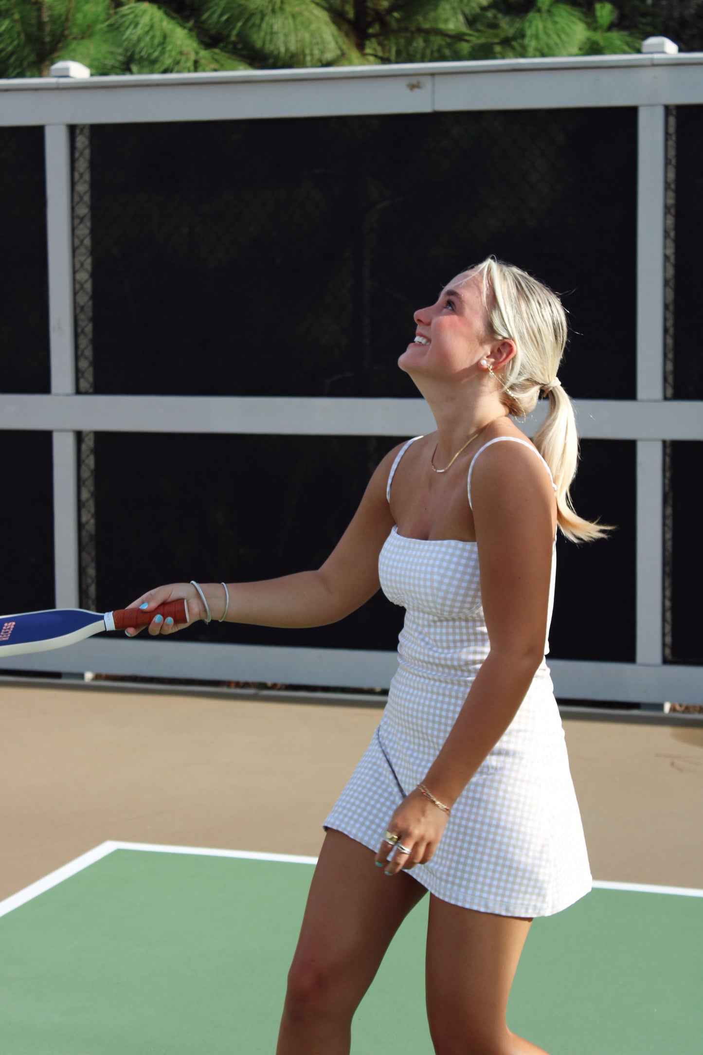 The Court Dress - In Beige Gingham