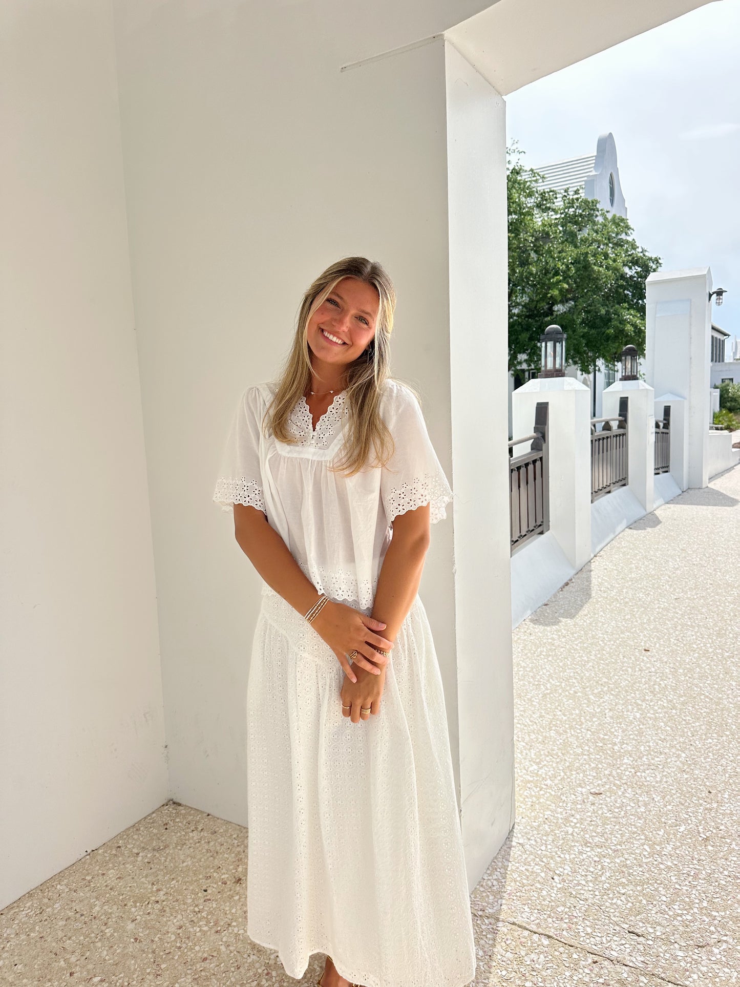 Eyelet White Maxi Skirt