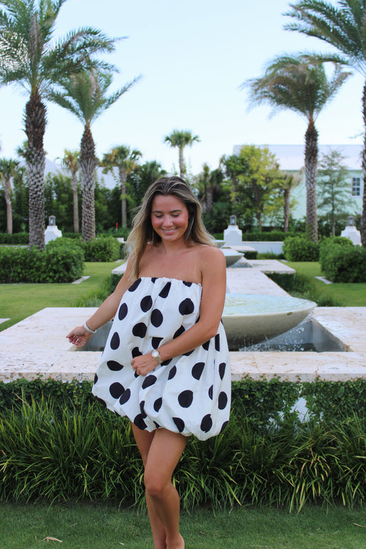 The Spotted Bubble Dress - in Black and White