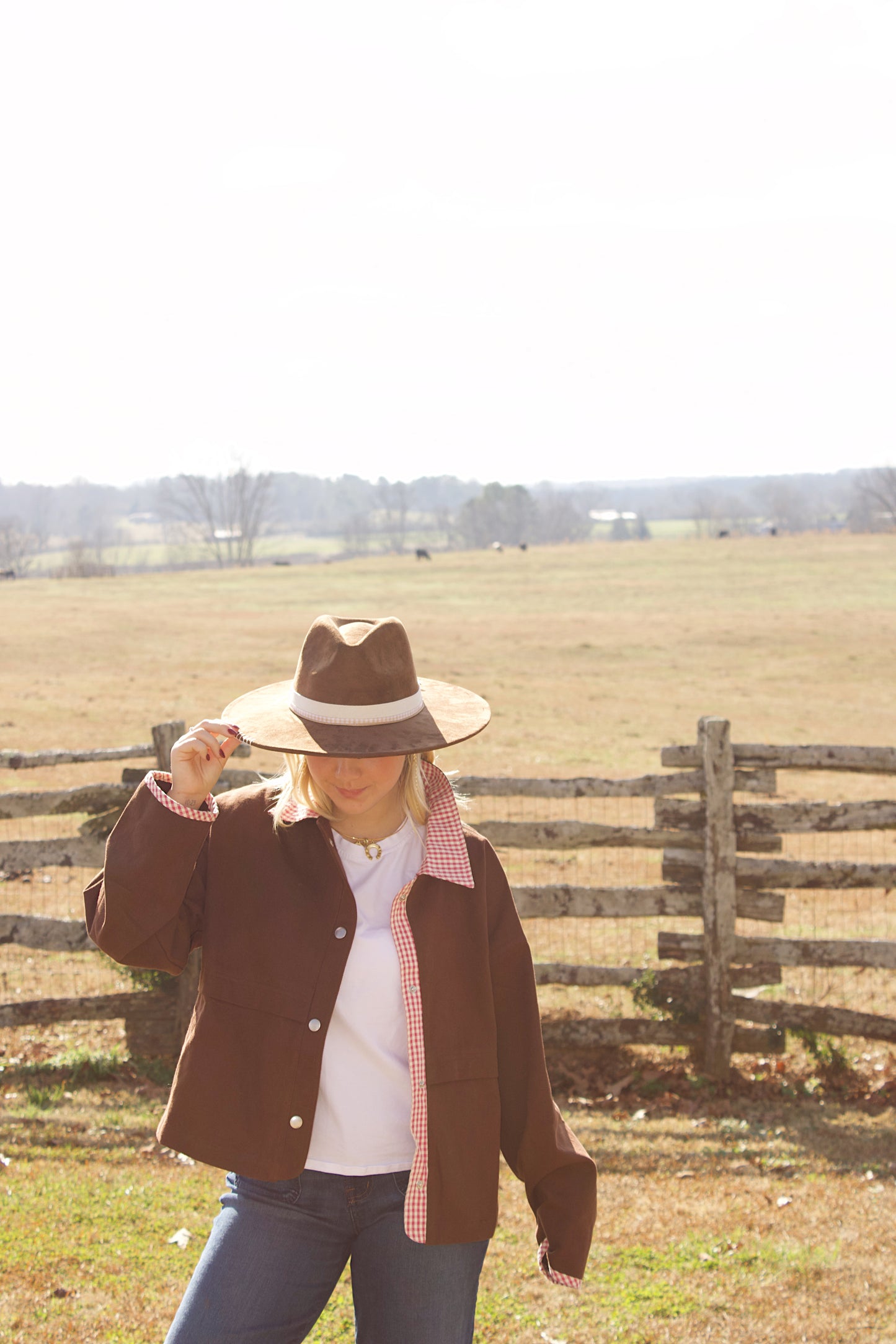Brown Gingham Barn Jacket