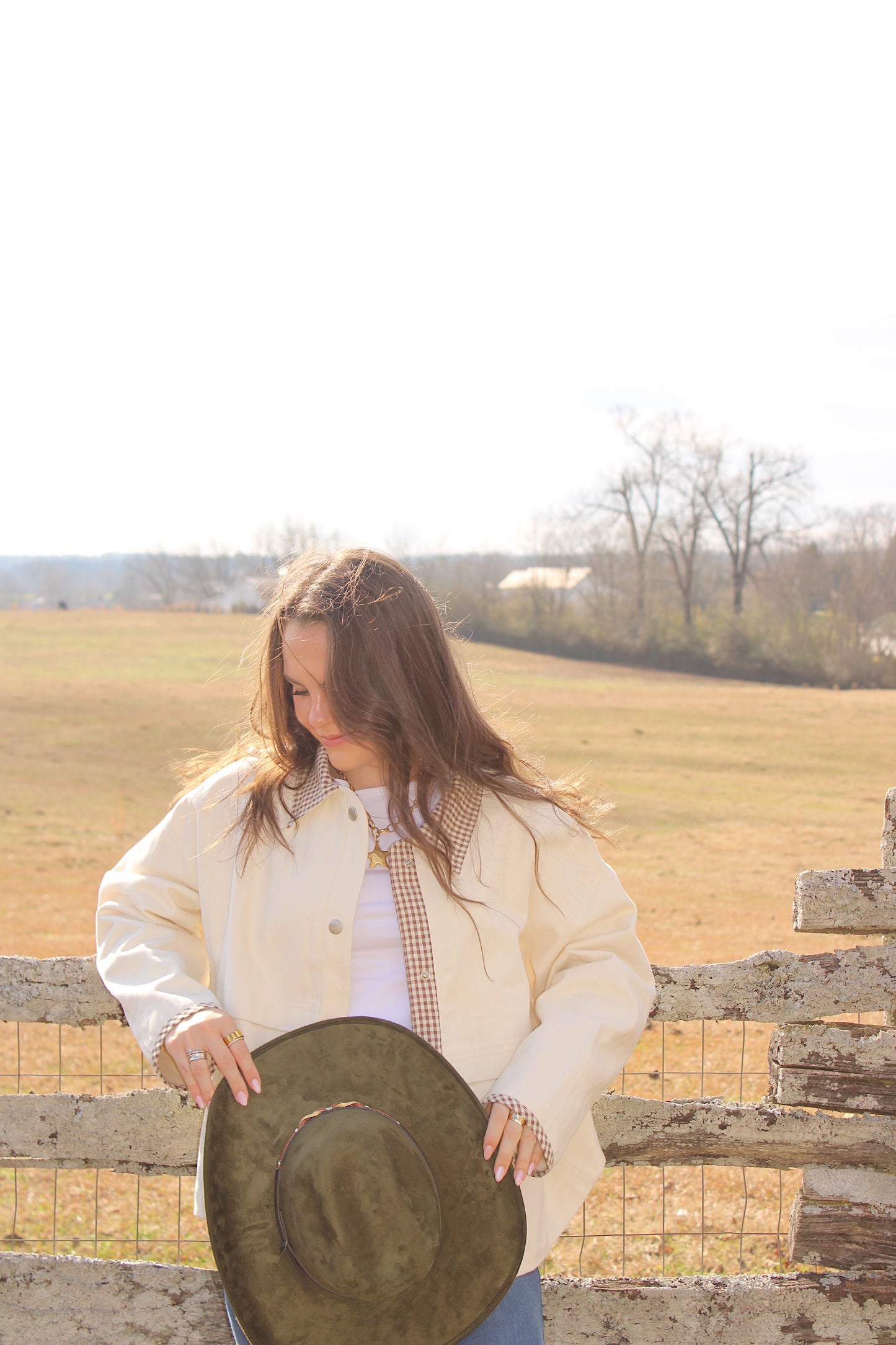 Cream Gingham Barn Jacket